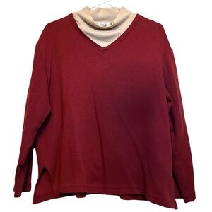 Emily Rose Sweatshirt Womens Large Maroon Sweatshirt Collared Layered